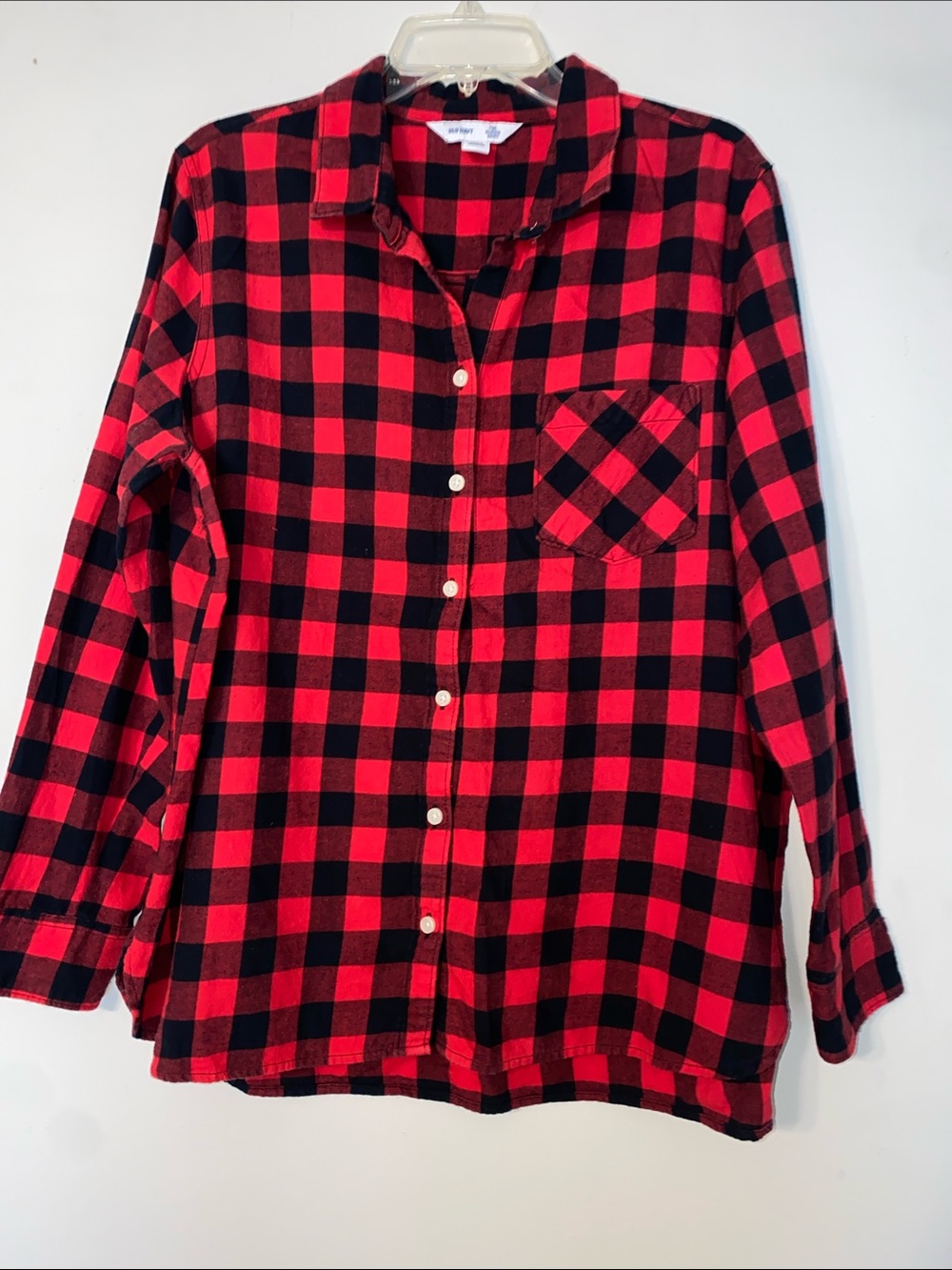 Old Navy Red and Black Checkered Button-Up Shirt